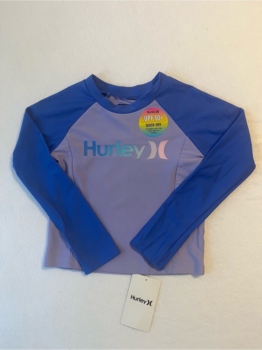 Hurley Lavender Body with Royal Blue Sleeves Rash Guard